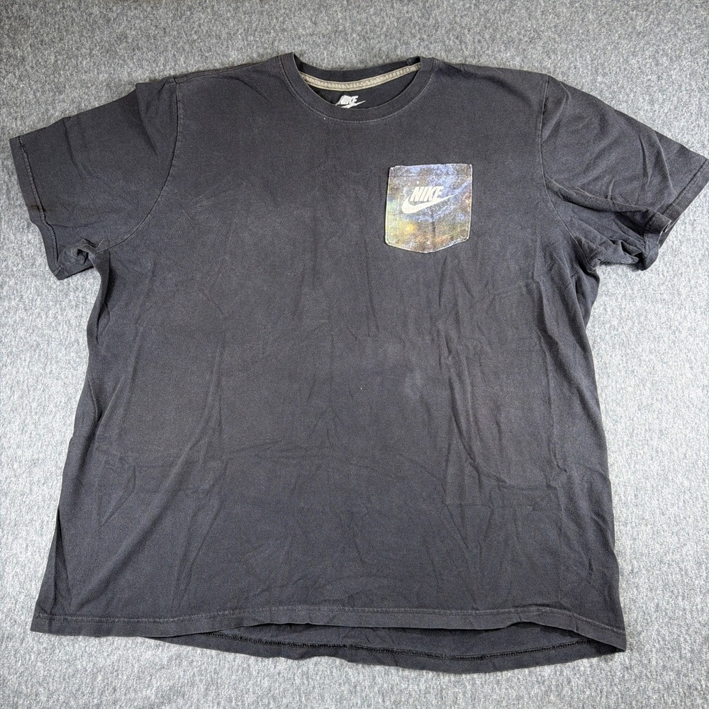 Nike Shirt Mens 3XL Black Galaxy Stained Short Sleeve Teeβ Logo Pocket